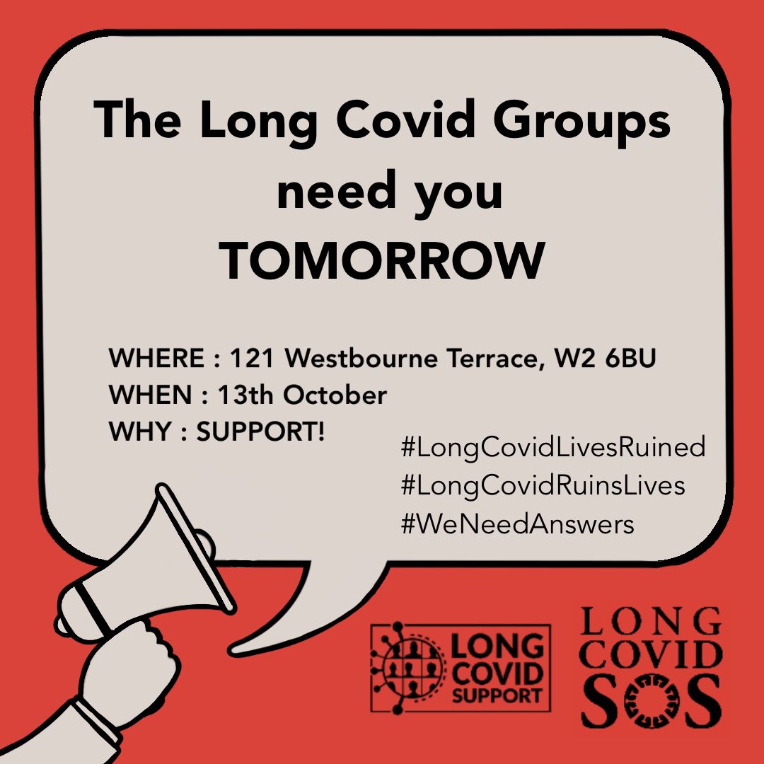 long_covid's tweet photo. Tomorrow is #LongCovid day @covidinquiryuk.
Join us in unity.
We will gather outside the public entrance at 9.15am, Dorland House, 121 Westbourne Terrace, London, W2 6BU.
If you can't be there, please join us online.
#LongCovidLivesRuined #LongCovidRuinedMyLife #WeNeedAnswers https://t.co/3tYeQM46or