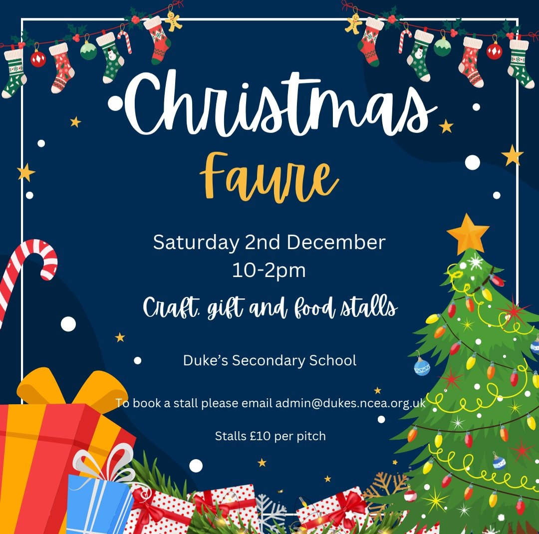 Dukes_AEN's tweet photo. Stalls available at Duke's  Christmas fayre. £10 a pitch https://t.co/eqNUfbGUDd