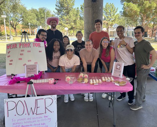 Kudos! to our students in P.O.W.E.R. (Pharmacists Offering Women’s Education and Resources), who joined forces with Student Services to promote Breast Cancer Awareness Month by challenging the campus to wear pink & learn about prevention and early detection strategies. #MWUproud