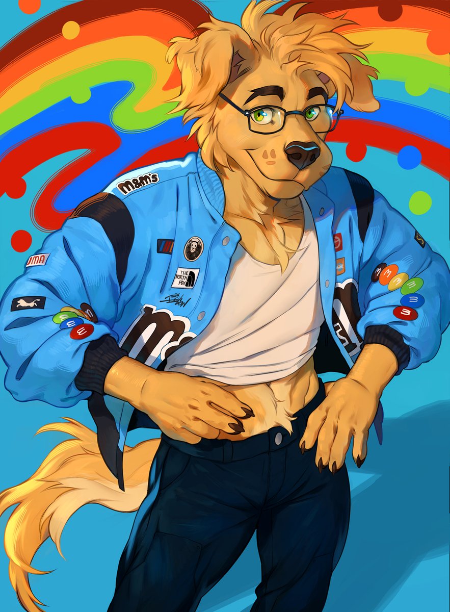 BigRoundLion's tweet image. Taste the rainbow! I mean err, wait thats not rig-

Very punchy piece finished for Chase_Retriever, who requested this rad varsity style jacket✨