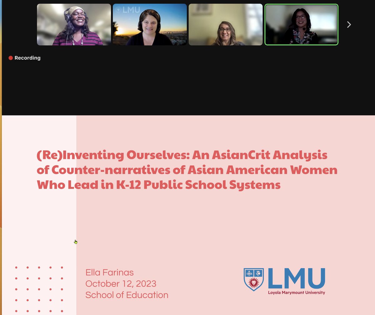 @MsFarinas IS DEFENDING HER DISSERTATION FAM! Look at this title!!! 👇🏿 (Re)Inventing Ourselves: An AsianCrit Analysis of Counter-narratives of Asian American Women Who Lead in K-12 Public School Systems! She is blowing my mind 🤯!!! LET'S GO ELLA!