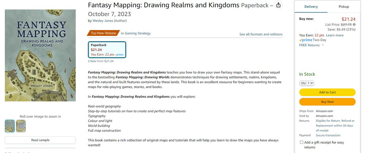 wesleytjones's tweet photo. Amazon is giving a huge discount on my Fantasy Mapping Drawing Book right now! 23% savings! So strike while the iron is hot! #fantasymaps #fantasymapping #nacis2023 #cartography #maps https://t.co/T6rl0e9RBp https://t.co/S4jNvQCZts