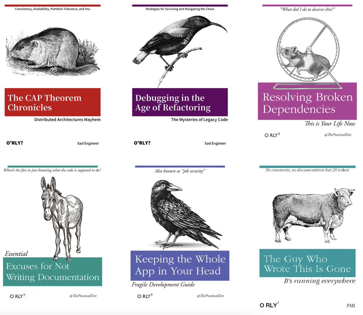 tomjohnson3's tweet image. Do you remember O’RLY covers? 🤣

Here are some of the gems I created at the time and a few of my favorites from the @ThePracticalDev!