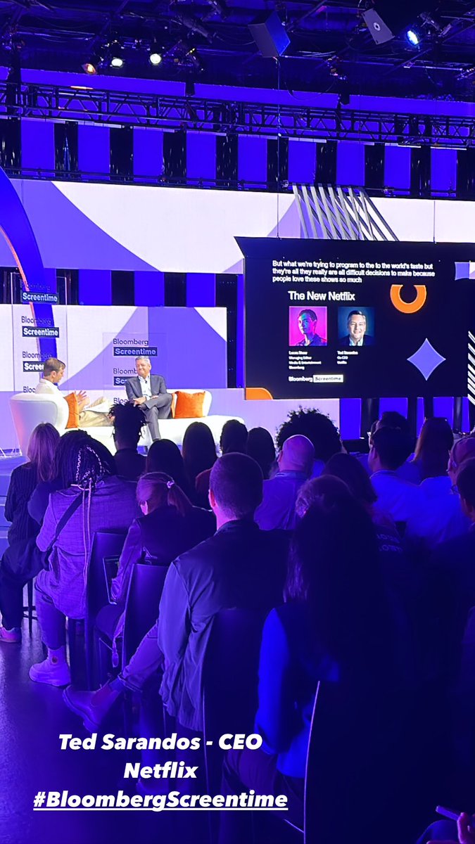 Ted Sarandos, CEO @netflix  LIVE on stage at our #BloombergScreentime event happening now in LA.
