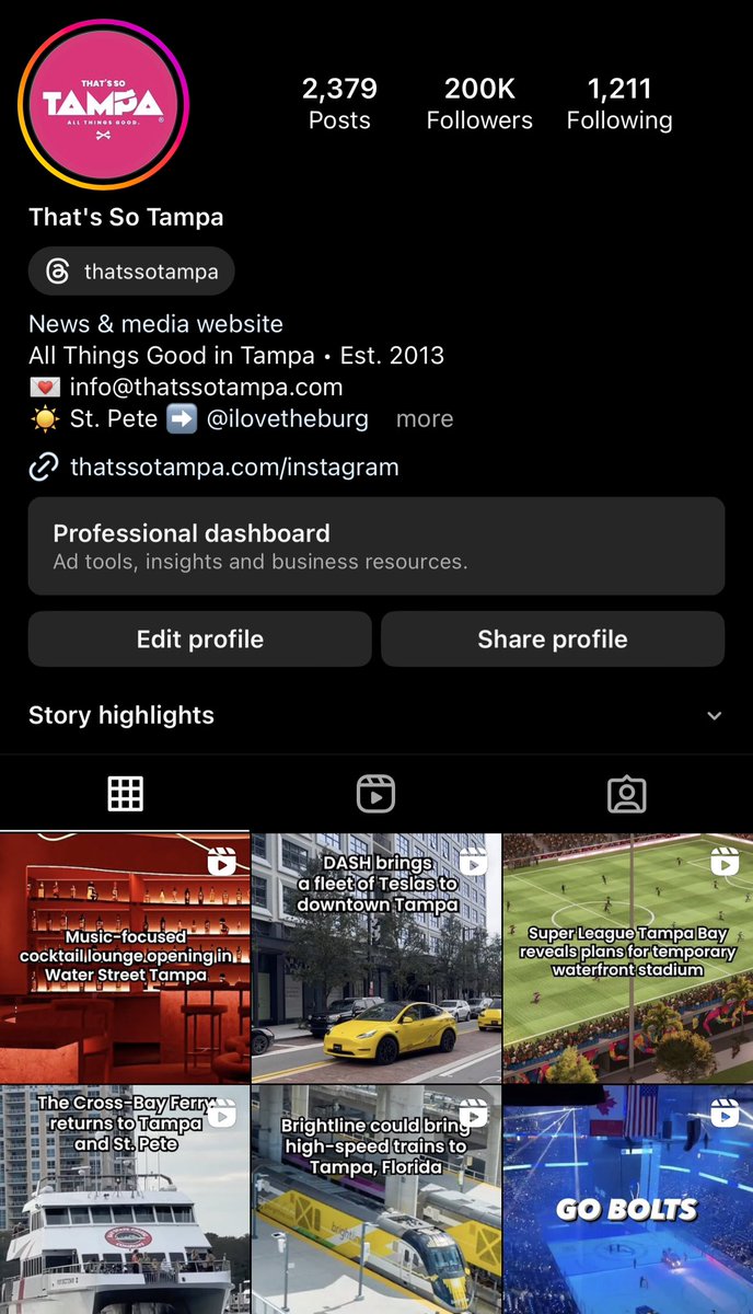 Another milestone for <a href="/ThatsSoTampa/">That's So Tampa</a> Just hit 200,000 on IG (Instagram.com/thatssotampa