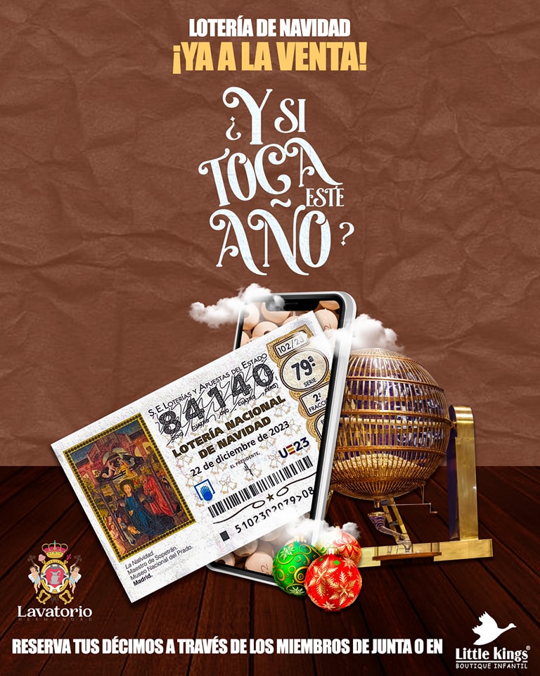 Lavatorio_Cabra's tweet photo. 𝗟𝗢𝗧𝗘𝗥𝗜́𝗔 𝗗𝗘 𝗡𝗔𝗩𝗜𝗗𝗔𝗗

Os recordamos que tenemos a la venta decimos, con el número ⑧④①④⓪, del sorteo de Lotería de Navidad de cada 22 de diciembre.

Puedes reservar tus decimos a través de los miembros de la junta o en Little Kings (C. Arquilla, 10) https://t.co/MGCWdWQ4Uo