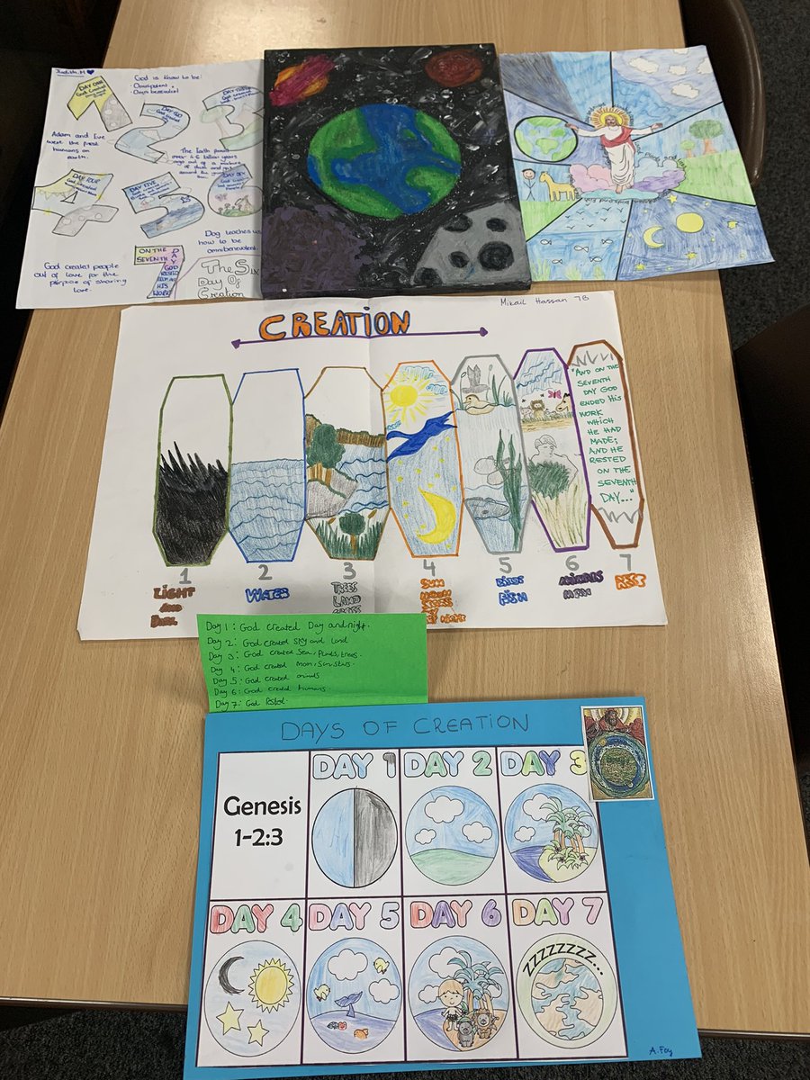 RE_StMonicas's tweet photo. Some excellent Creation homework handed in by Y7 this week! @stmonicas https://t.co/PRLxAQqEEg