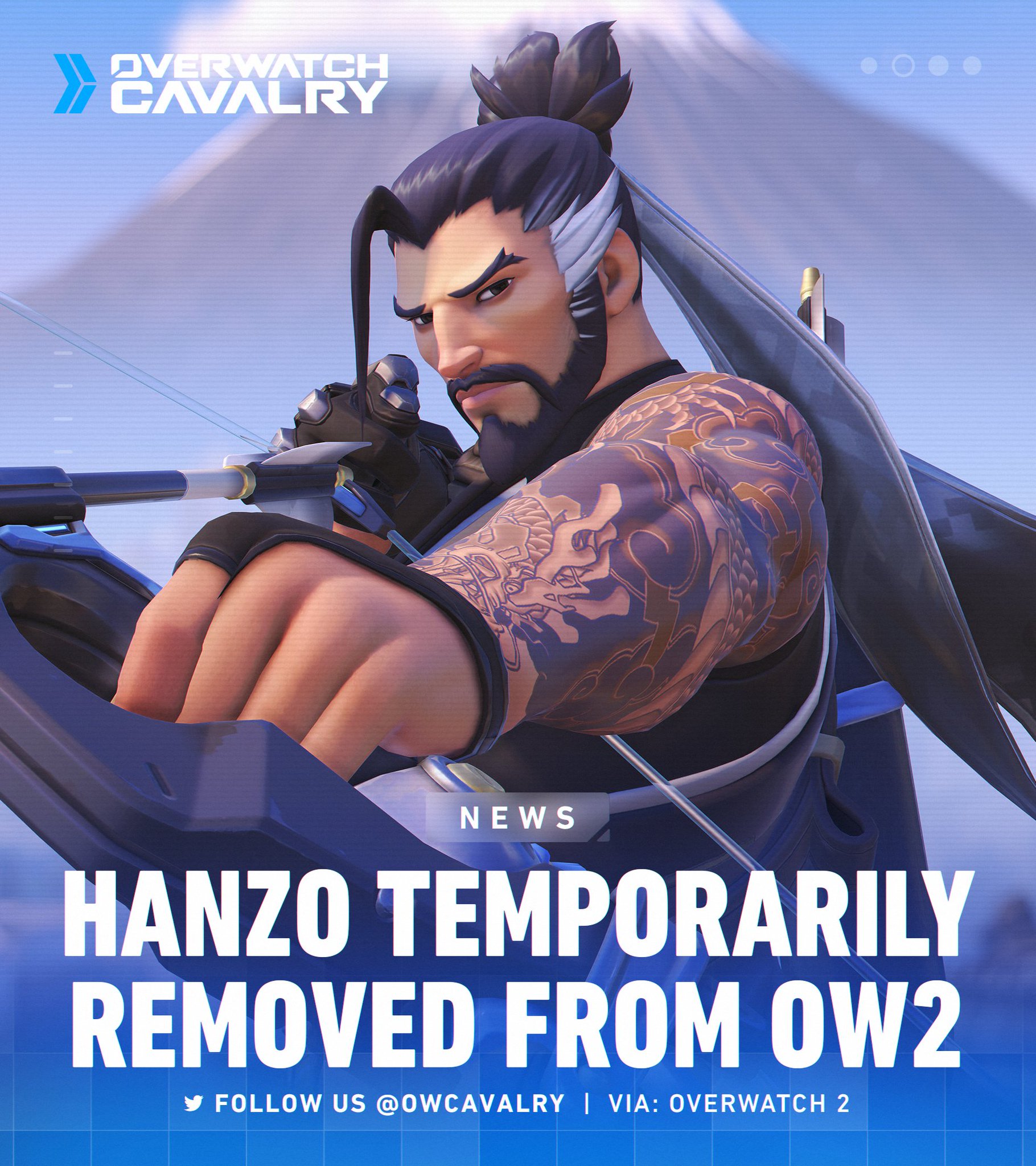 Hanzo foi retirado temporariamente de Overwatch 2 após sua arma