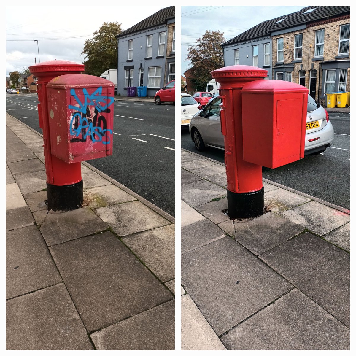 Thanks to @RoyalMailHelp @RoyalMail for coming out and painting over this offensive & ugly scribble on our local post box! Much appreciated by the community in  Liverpool L7 #keepliverpooltidy