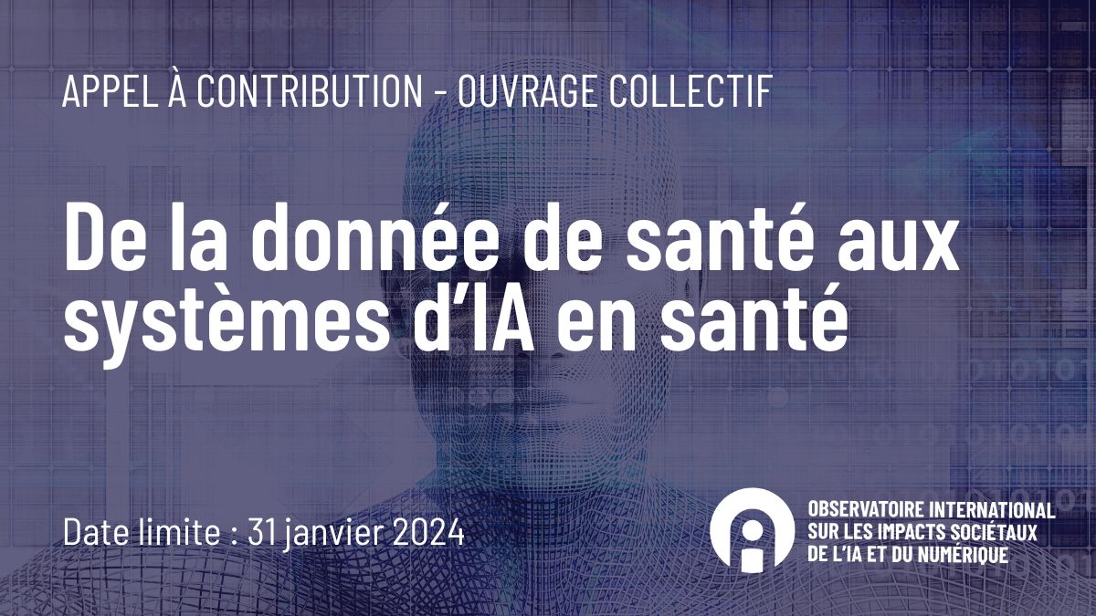 📣 Appel à contributions 📣 pour un ouvrage collectif sur les enjeux éthiques, juridiques, sociétaux et techniques liés à l’exploitation des données de santé numériques au Québec et Canada. Ouvert à toutes les disciplines! Toutes les infos 👉 buff.ly/46JbOwn