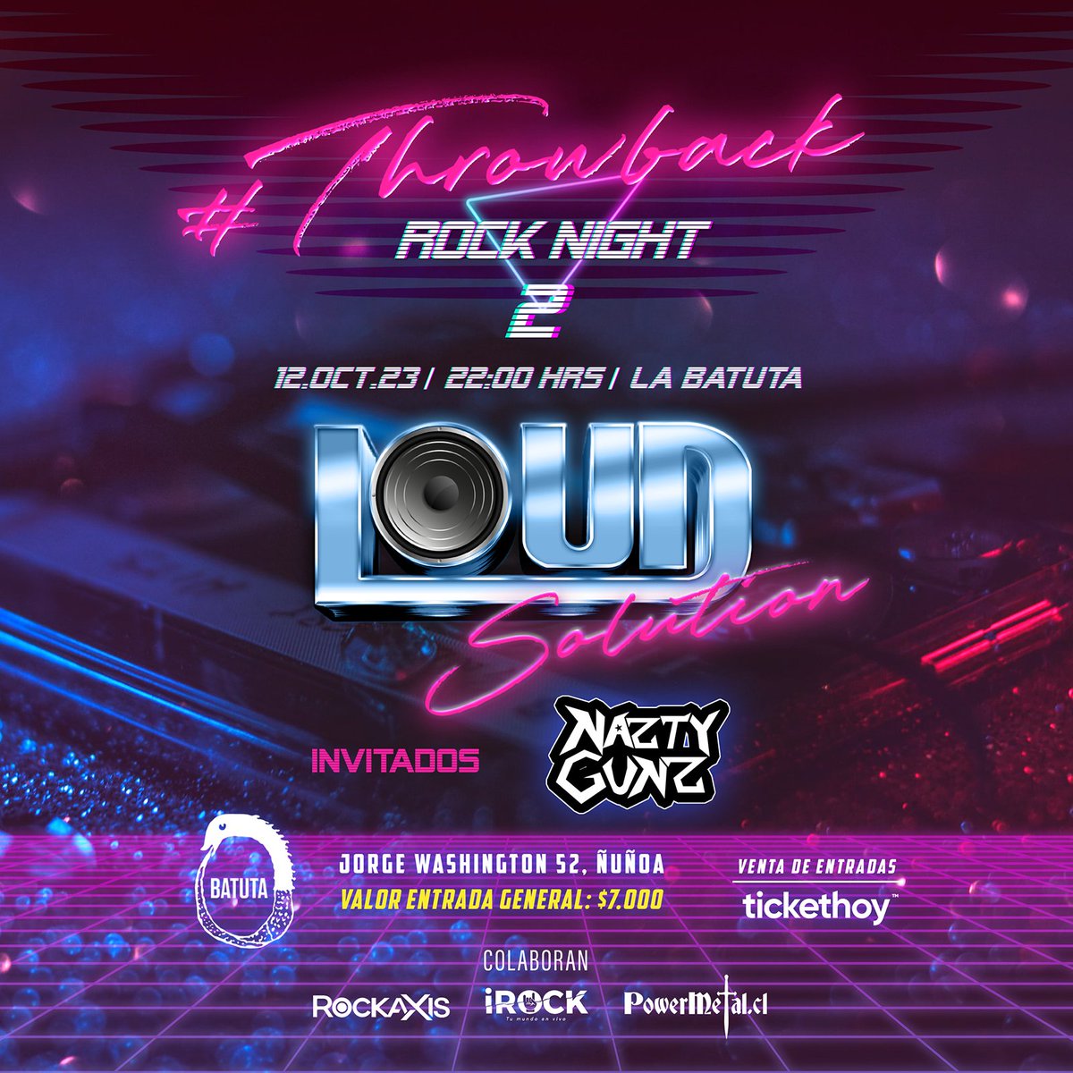 Tonight w/ #loudsolution <a href="/LA_BATUTA/">BATUTA</a> <a href="/rockaxisoficial/">Rockaxis</a> <a href="/iRockWebzine/">iRock.CL</a> @powermetalcl tickets scl.tickethoy.com/entradas-music…