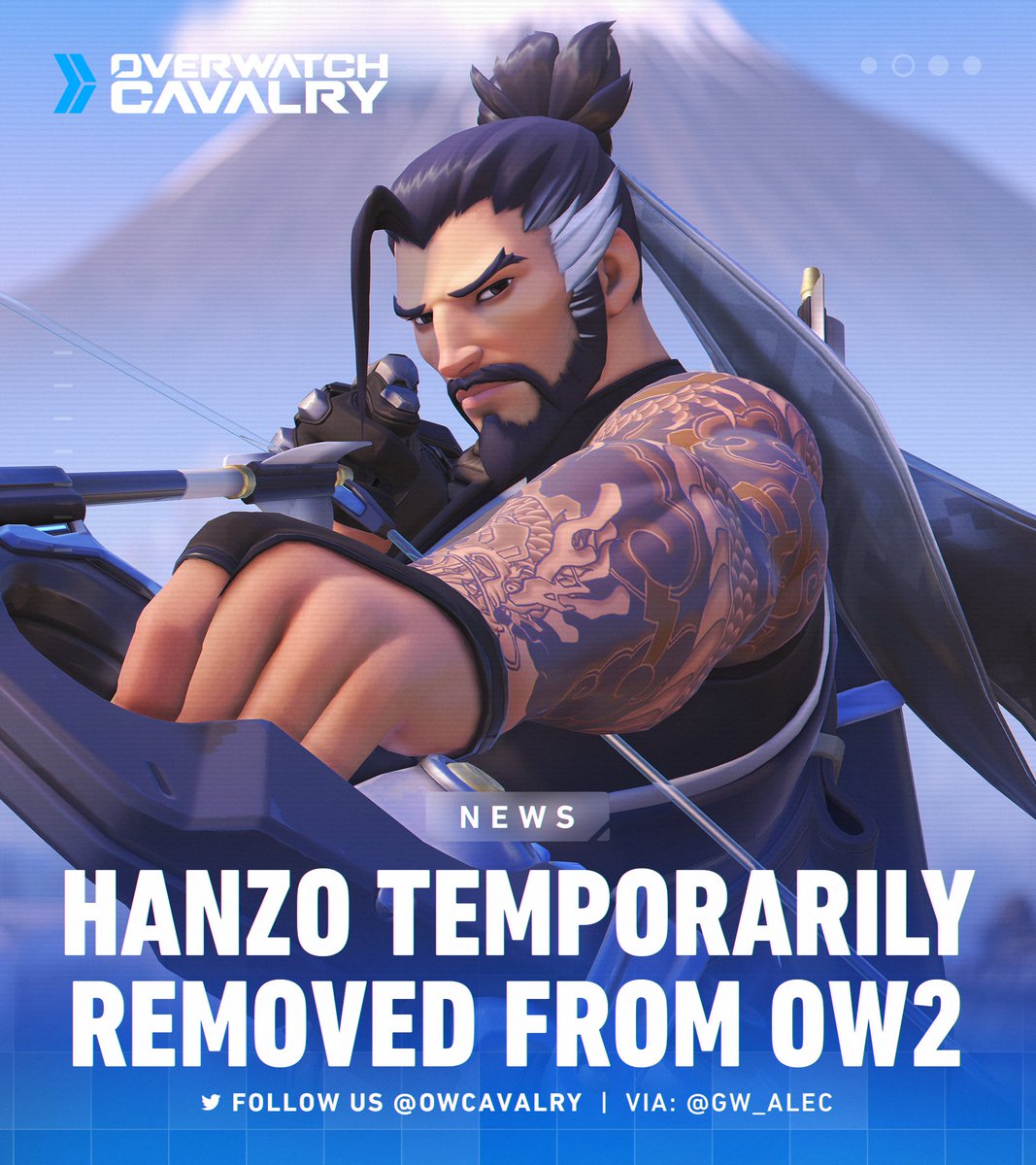 OWCavalry's tweet image. Hanzo has been completely removed from #Overwatch2 🚨

Despite previously disabling him in Competitive Play, he is now nowhere to be found in-game after a bug allowed him to rapid-fire fully charged arrows.

He is expected to return later today after a bug fix 🏹