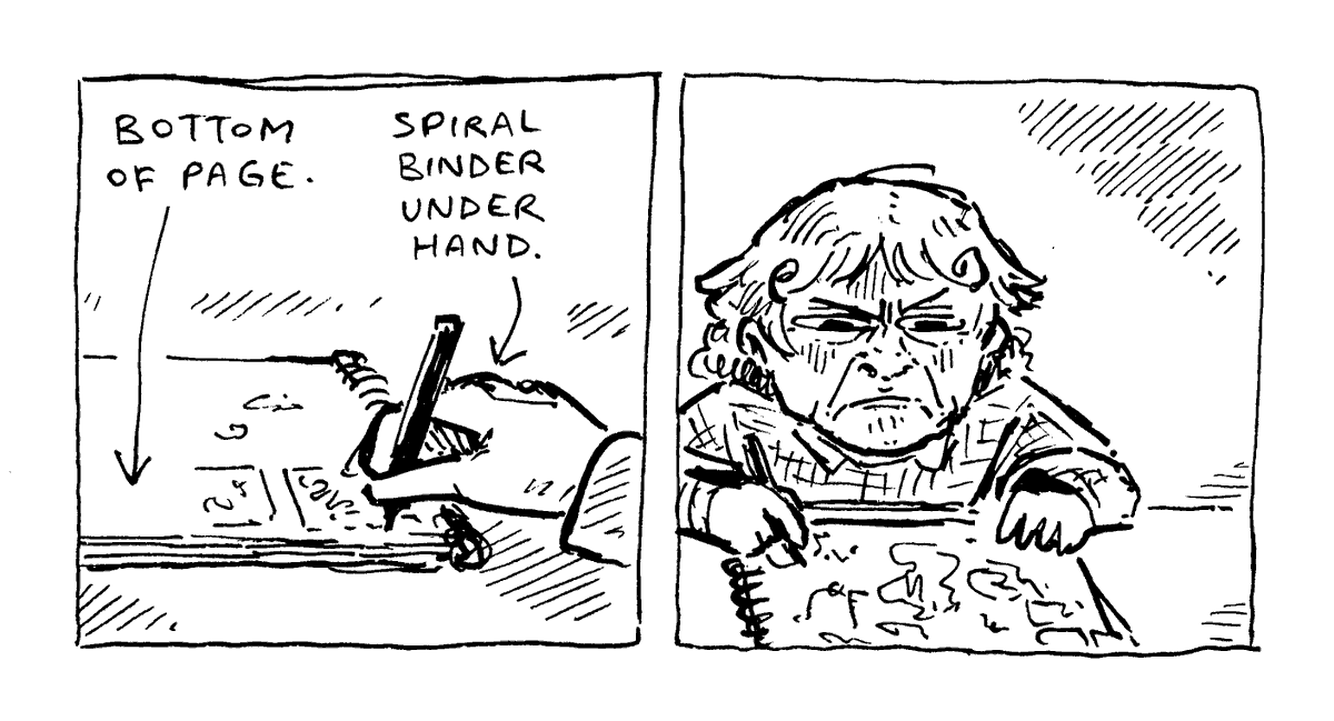 i always accidentally start drawing on the worst possible corner of the sketchbook