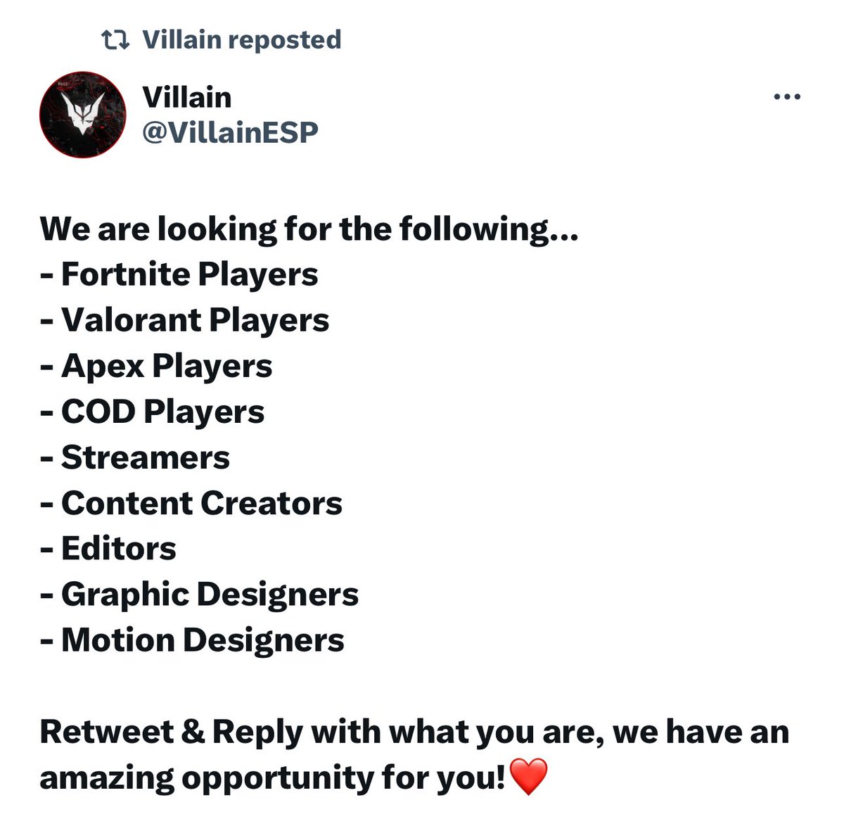 Wolfkingslayer1's tweet photo. @VillainESP  If Your Still Looking For Content Creators I’m Interested Let’s Work 🤝 https://t.co/jW47ufZye5