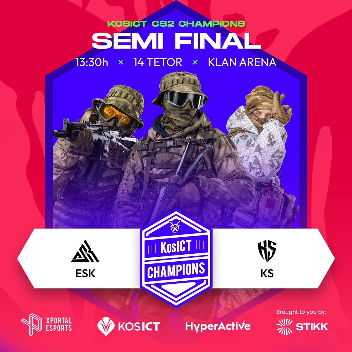 XPortalesports's tweet image. 🔥 ESK vs KS! Gjysmëfinalet e KosICT janë këtu të Shtunën në Klan Arena! 
 
Mos e humb!
 
🔗Na përcjellni live në twitch.tv/xportalesports
 
#KosICT #EsportsKosova