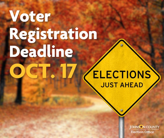 We can't be-leaf the November general election is less than one month away! There's still time to register to vote or update your voter registration.

🍂 Voter registration applications:
jocoelection.org/registration

🍂 Check your voter registration:
voter.jocoelection.org