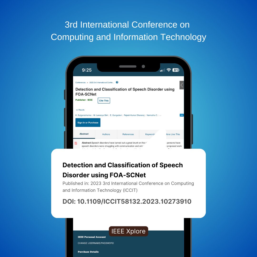 sujigarasharma's tweet image. I’m delighted that our research paper has been officially published in IEEE Xplore!

Published in: 2023 3rd International Conference on Computing and Information Technology (ICCIT)

DOI: 10.1109/ICCIT58132.2023.10273910

#IEEE #ICCIT