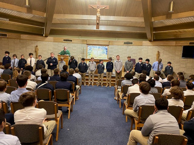SJJAcademy04's tweet photo. Thank you to Deacon Gillen for leading our school in a Communion Service to recognize our young men preparing for the Sacrament of Confirmation. https://t.co/b5X07FjCcE