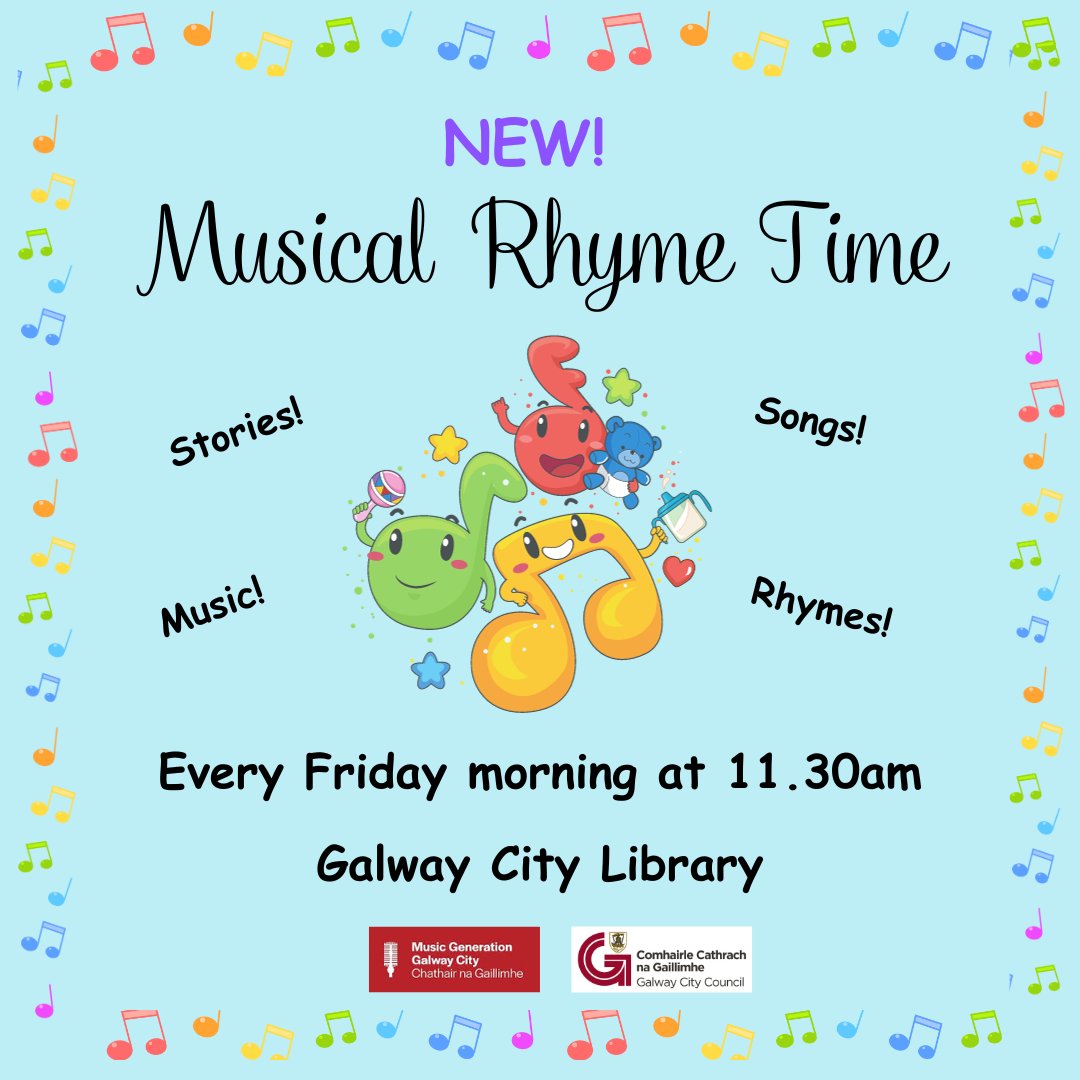 Come join Joan and Ines for our very special Musical Rhyme Time today at 11.30am. It's always loads of fun!
#rhymetime #music #parentandbaby #freeevent #galway #atyourlibrary