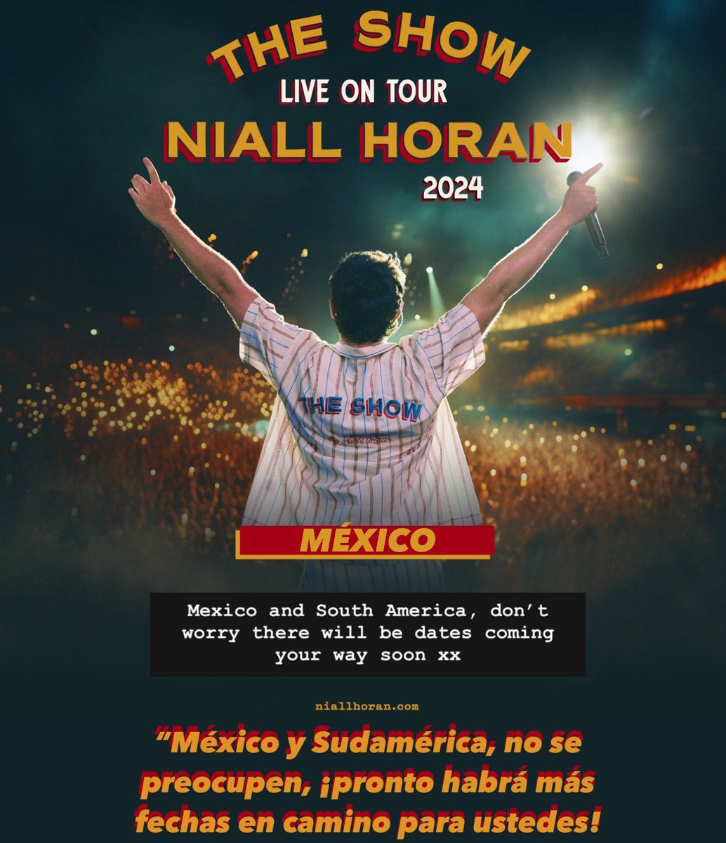 ailoviutl's tweet photo. Niall Horan 🔜 The Show Live On Tour 🎤 
México 🇲🇽 
2024 🗓️

Se les avisó con anticipación, el próximo año tendremos conciertos de Niall Horan en nuestro país 🏟️

“México y Sudamérica, no se preocupen, ¡pronto habrá más fechas en camino para ustedes!

Louis Tomlinson ✅
Niall Horan ✅
Zayn Malik (en pláticas) ⏳⌛️

#Niall #Horan #NiallHoran #TheShow #TheShowLiveOnTour