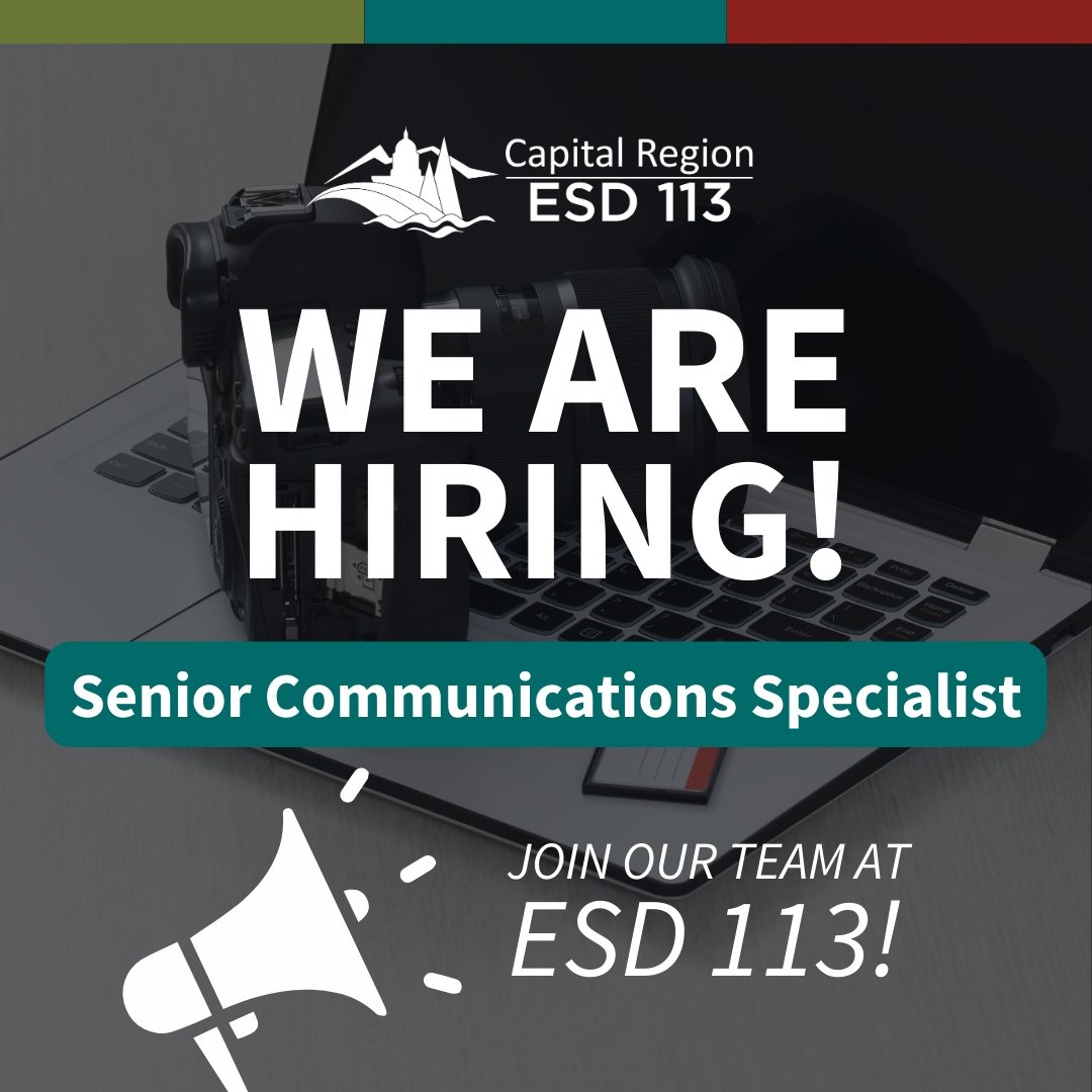 Join our team! We're #hiring a Senior Communications Specialist. Apply today! bit.ly/3PPNx0J Salary: $35.18-$42.75 Hourly Benefits: Medical/Dental/Vision, Life/AD&D insurance, FSA/DCAP, LTD insurance, Retirement/DCP, EAP, Annual/Sick Leave and Holiday Pay #WeAreESD113