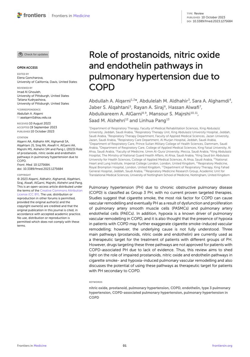 AAMAlqqarni's tweet photo. Happy to share the publication of our review on the role of prostanoids, nitric oxide and endothelin pathways in the development of #COPD-associated #pulmonaryhypertension

https://t.co/qf47aw1FEl https://t.co/1dMX7SQK8G