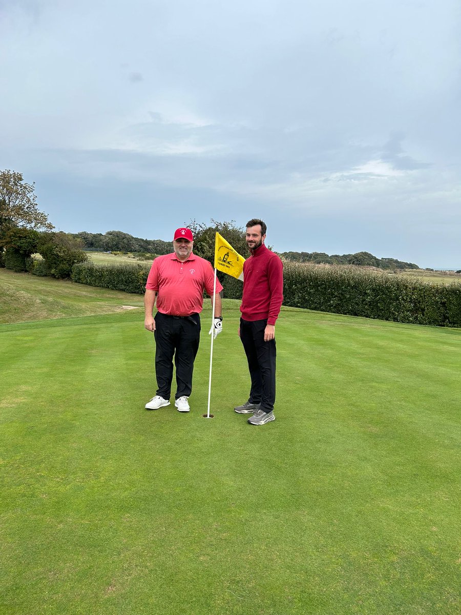 RoyalStGeorges's tweet photo. A fantastic day at @NorthForeland par-3 course for the inaugural Grand match between our staff and @RCPgolfclub staff. 

A narrow win for ourselves, but the highlight of the day, and many congratulations to Haydn Grey and Clive Carrick for halving the 5th with a hole-in-one each. https://t.co/IKkd22AJs4