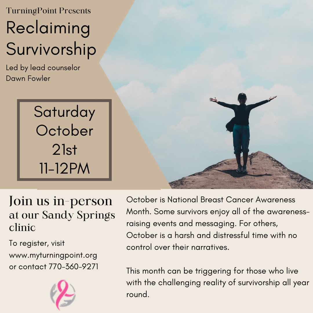 Join Dawn Fowler in connecting with other survivors in a safe, supportive space to focus on reclaiming your survivorship experience in October.