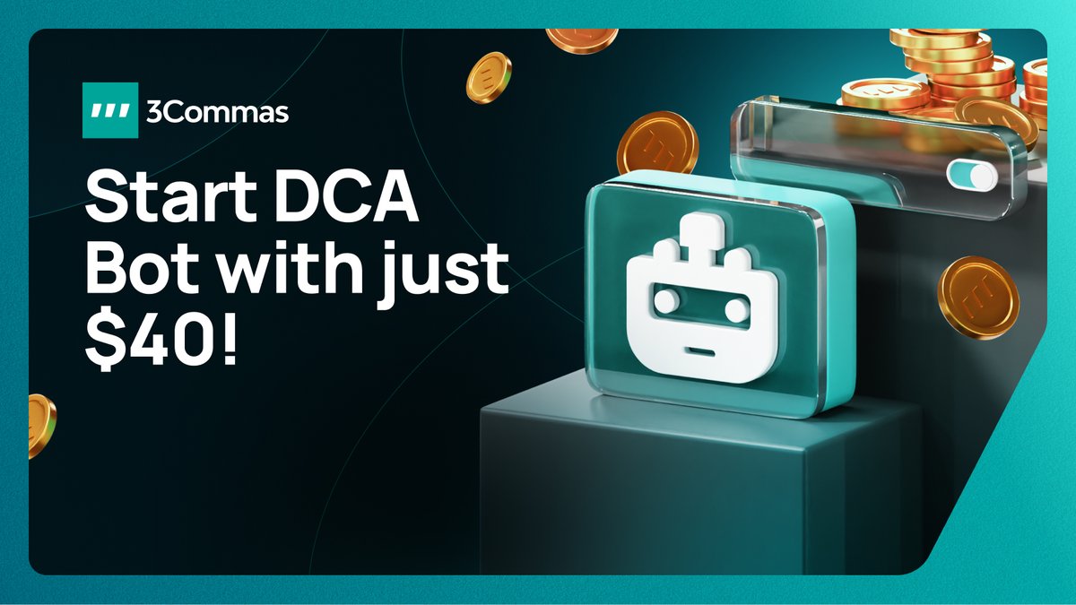 3commas_io's tweet photo. Make every dollar count! With only $40, kickstart your 3Commas DCA Bot 🤖. Now more user-friendly &amp; adaptive to your needs. 
We're always innovating for YOU. 

https://t.co/SZpa6Kyti6
#3CommasMagic #BudgetFriendlyTech https://t.co/WKtbV4Iq7R