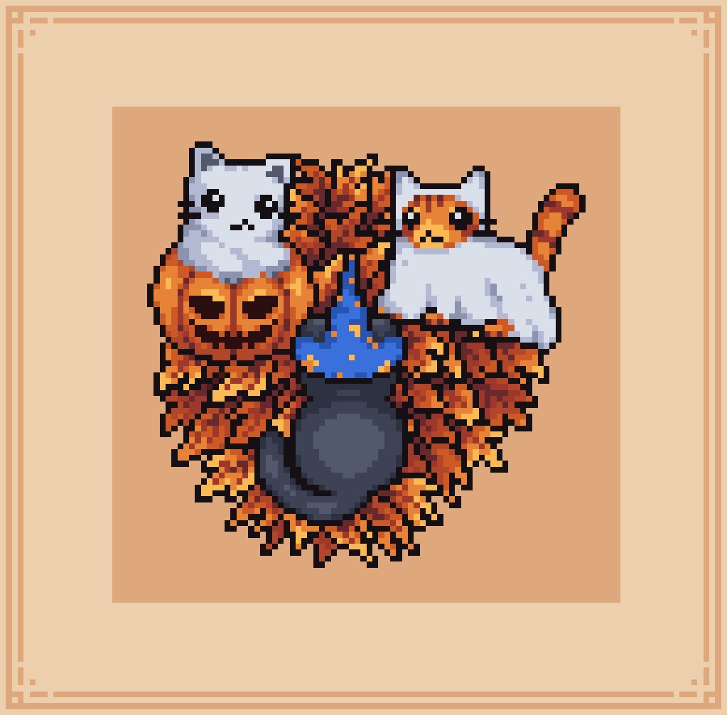 Warmilion1's tweet photo. Halloween cats

#PixelArt #Art #Halloween #cat #ドット絵 https://t.co/exf2I7N5H3