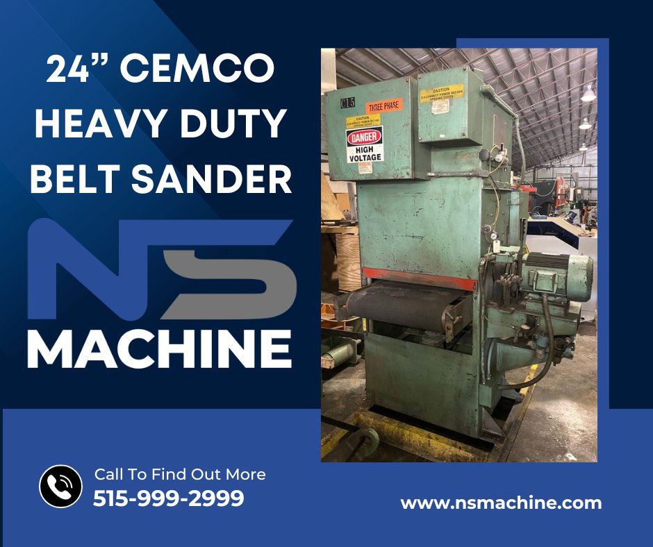 machine_ns's tweet photo. This 24” Cemco is a heavy duty belt sandwer with a 10 HP motor and a 24” x 85” sanding belt. Equipped with manual table height adjustment.

#industrial #machine #machinist #machinery #madeintheusa #shearing #metalworking #tooling #mitering #workshop #cnc https://t.co/QSlND6mxC3