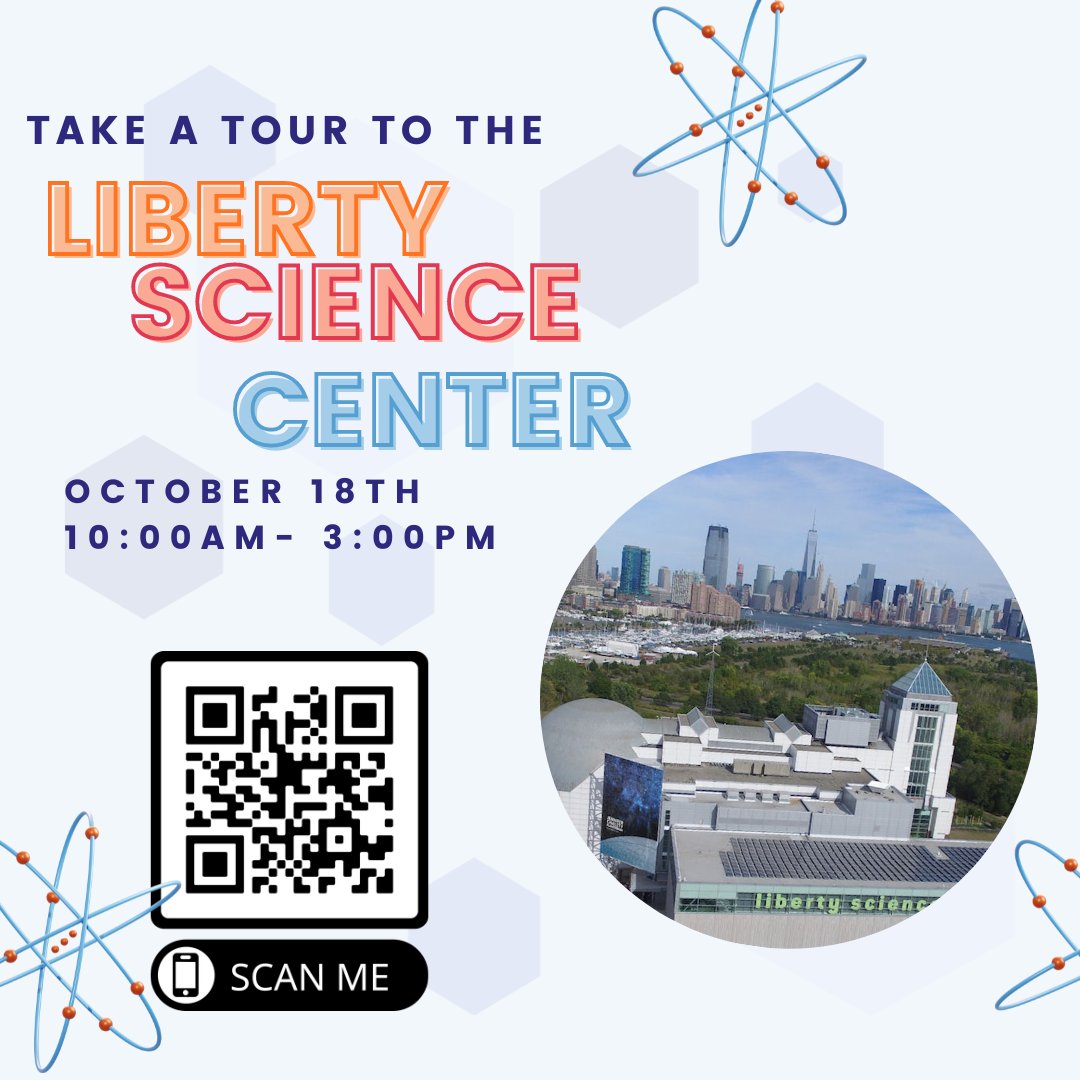 Hello EOF Scholars! We are happy to annouce that we are taking a trip to the Liberty Science Center on October 18th, from 10:00am-3:00pm. We have only 8 spots available, so feel free to scan the QR and take a tour with us! Can't wait to see you there!😊