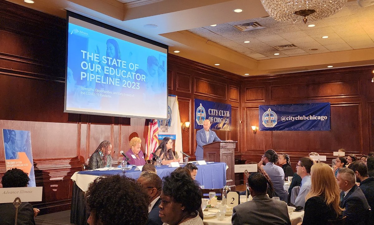 Hearing a great panel discussing the release of <a href="/advanceillinois/">Advance Illinois</a> Educator Pipeline Report.  Very important data and recommendations.  LUDA was honored to be on the advisory committee for the report.