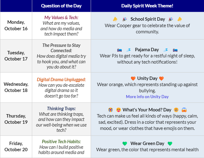 hldorman1's tweet photo. @CooperMS_FCPS October 16-20 is #FCPSdigcit Week! Our students and staff will learn and reflect on the ?? you see here throughout the week!  👀 for materials to be posted in Schoology to continue learning each day after school with your student.
@CommonSenseEd  #digcitweek https://t.co/wzGxpXQC4D