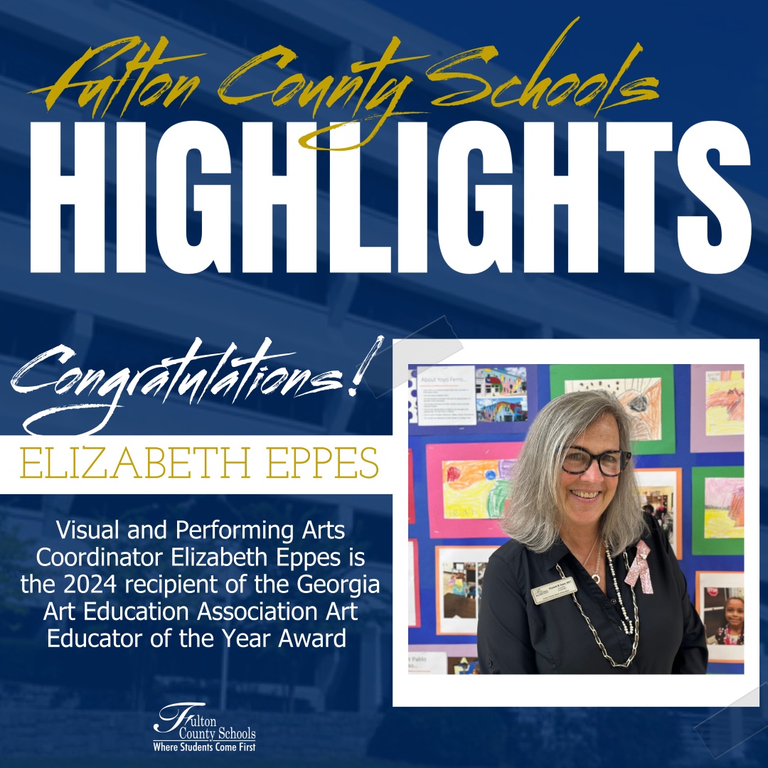 Congratulations Elizabeth Eppes! Visual and Performing Arts Coordinator Elizabeth Eppes is the 2024 Georgia Art Education Association Art Educator of the Year Award recipient. #FCShighlights

<a href="/ArtsFCS/">Elizabeth Eppes</a>