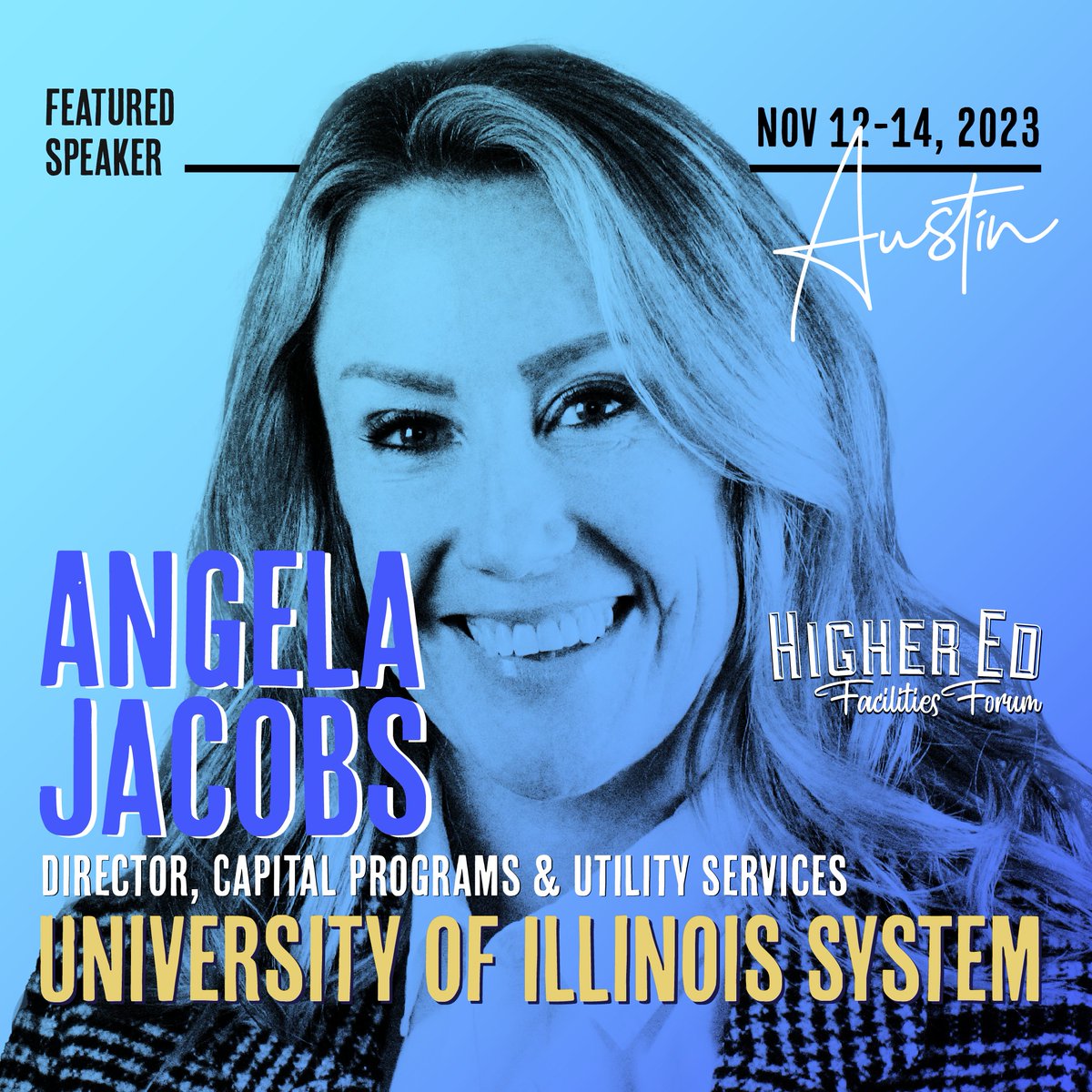 One month from now at HEFF, Angela Jacobs, Director of Capital Programs &amp; Utility Services at U of I System, will join AVP Mike Wilson in a discussion on alternative project delivery methods including P3s, Design-Build, and Multi-/Single Prime. Register: hubs.li/Q025ckNY0
