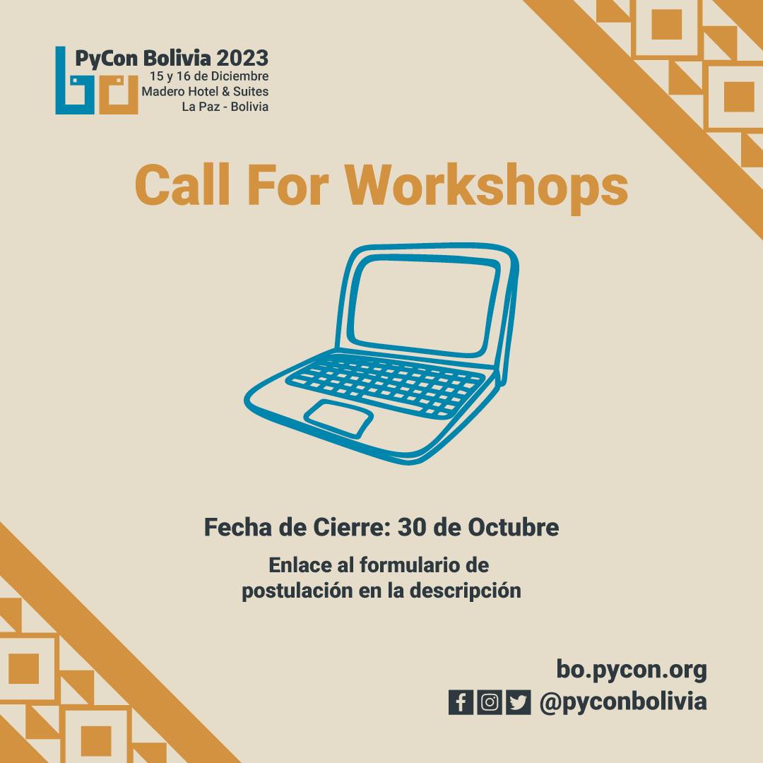 ¿Te gustaría dar un taller de alguna tool, framework o aplicación relacionado con Python?

¡Esta es tu oportunidad!

🐍 Forma parte de PyCon Bolivia 2023 🔵🐍🟡compartiendo tus conocimientos y experiencia.
Completa el form: forms.gle/boqYaBi1Er5wve…

#PyConBolivia #python #pyconbo