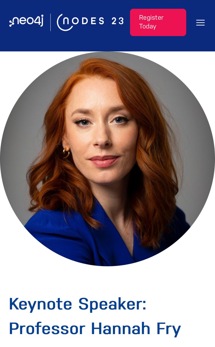 You do not need an excuse to join <a href="/neo4j/">Neo4j</a> NODES2023 online conference, but watching <a href="/FryRsquared/">Hannah Fry</a> keynote is definitely a good one!

Sign up: neo4j.registration.goldcast.io/events/6fb8514…
