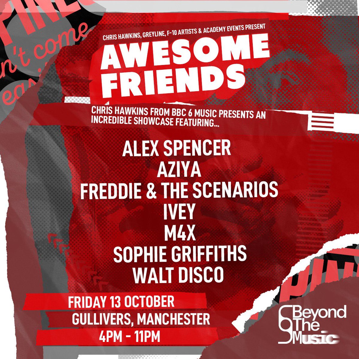 I got asked to put a line up together for @gobeyondmcr and it’s come together beautifully @alexspencerUK @itsaziya @ndThe_Scenarios @iveysounds @m4x________ @sophiegsinger @waltdisco Come join the fun at one of Manchester’s great venues @gulliverspub