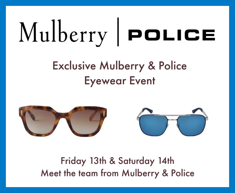 OpticiansScott's tweet image. This amazing event starts tomorrow, like our posts to be in with a chance of winning an amazing pair of Mulberry or Police Sunglasses 😎