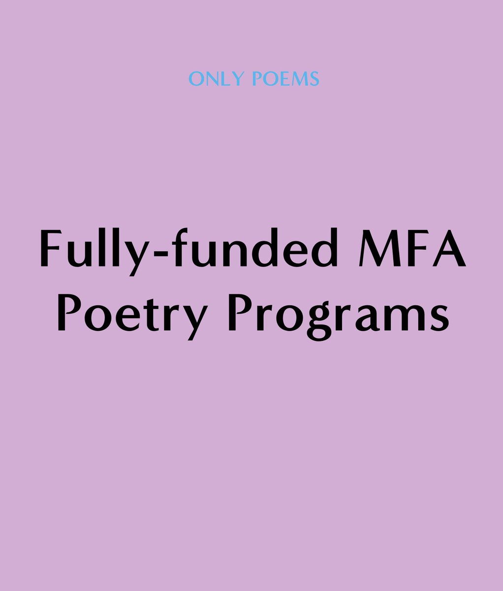 (1/10) 

#MFA thread alert! Here are 9 fully funded MFA #poetry programs. 

Application season is upon &amp; whatever you might feel about the divisive nature of the MFA program as a foundation itself — let’s face it, tons of #writers apply for MFAs each year.
