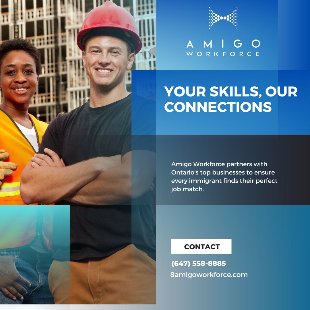 We help immigrants find their dream job! 🤩 Connecting Toronto's top businesses with awesome talent. 🔥 Get ready for the career of your dreams!
Contact us at
(647) 558-8885 ext 88
AMIGOWORKFORCE.COM
#DreamJob #ImmigrantSuccess #AmigoWorkforce #trabajosparalatinosentoronto