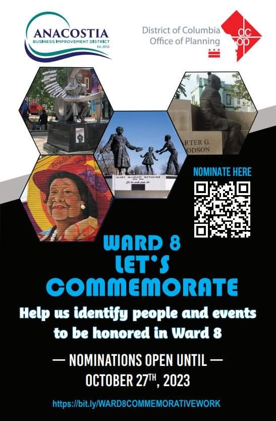 WeActRadio's tweet image. @AnacostiaBID invites you on an initiative to nominate subjects for a commemorative work in Ward 8 Thur, Oct 19th @ 6pm. #dosomething #weactradio nominates Peggy Cooper Cafritz co-founder of @DukeEllingtonDC #202creates 
ABID Program Webpage Link: anacostiabid.org/ward-8-commemo…