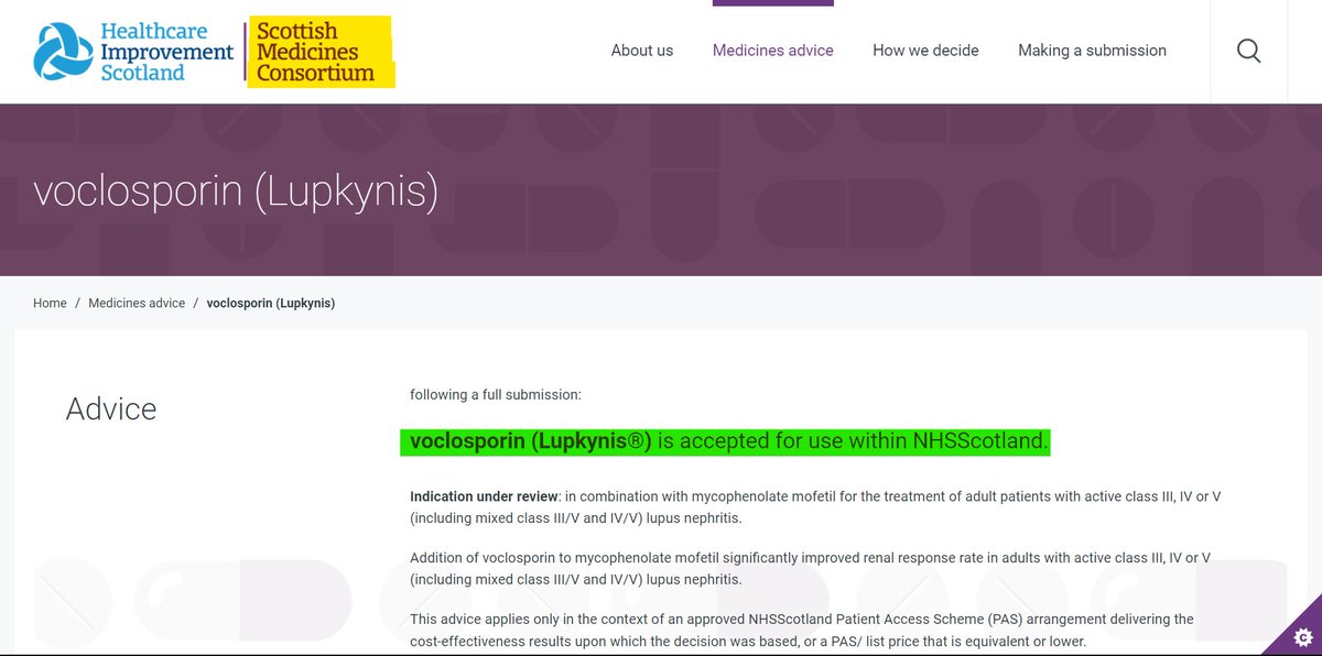 Quantumup1's tweet image. $AUPH Scottish Medicines Consortium ruled
that adults w/ lupus nephritis, a disease which causes the immune system to attack the kidneys, can now be treated w/ voclosporin (Lupkynis®). $OTSKY

voclosporin (Lupkynis®) is accepted for use w/in #NHSScotland

scottishmedicines.org.uk/medicines-advi…