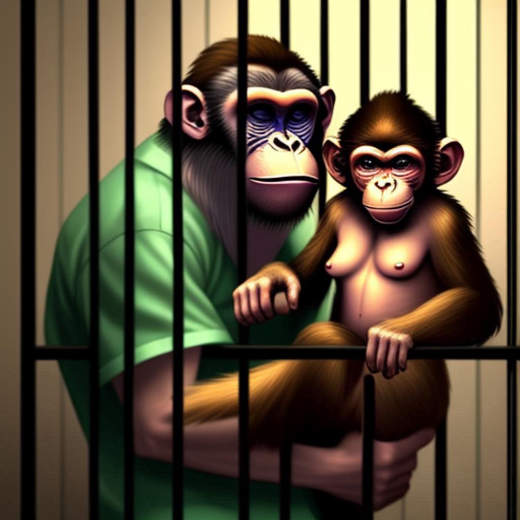 GreaseyBana's tweet image. In this joint 🐒🔒, them guards ain't so bad, at least they be lettin' me hit that for a little fresh air. 🌳😎 #MonkeyBehindBars #DoingTime