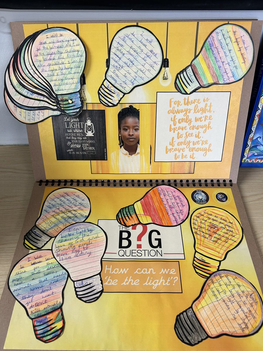 MissCMcCaffer's tweet photo. Class 6 have been reflecting on the inspirational words of poet @TheAmandaGorman this week. We shared our ideas on how we can ‘be the light’ that our world needs 🌎💡 #BlackHistoryMonth #sjsbCST https://t.co/cHl0JPLTde