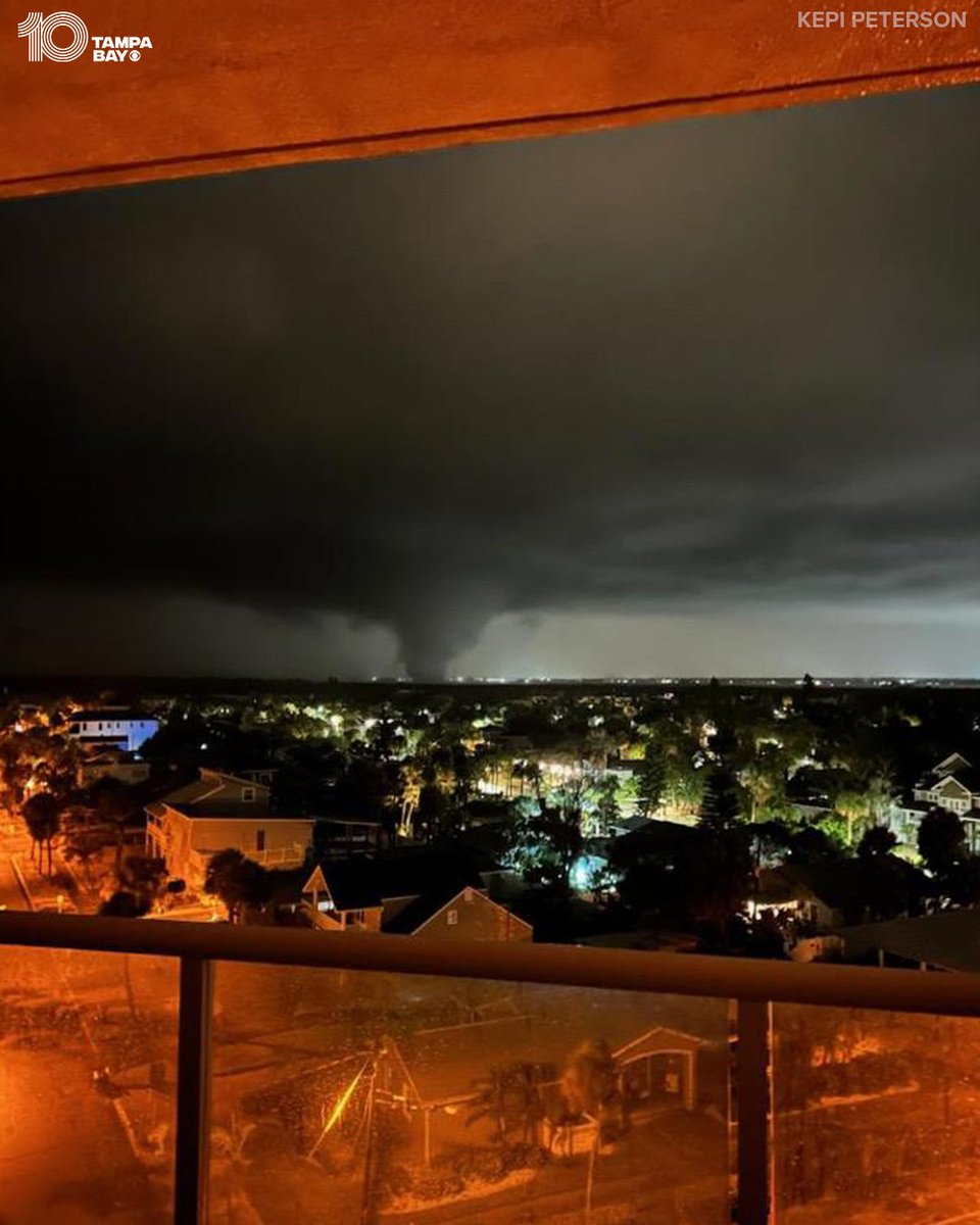 10TampaBay's tweet photo. WOW! 🌪️ Check out these photos from viewer Kepi Peterson of the tornado overnight from north Clearwater Beach looking toward Dunedin! They said these were taken around 1:45 a.m. https://t.co/Ja8eXhQWxy https://t.co/jRBU1vxE7T