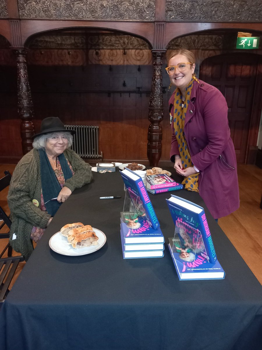 Met the excellent Miriam Margolyes today @Books_n_friends to chat about cake (obvs), grey hair, and why she loves being gay. Can confirm she is just as wonderful in real life as on TV / stage