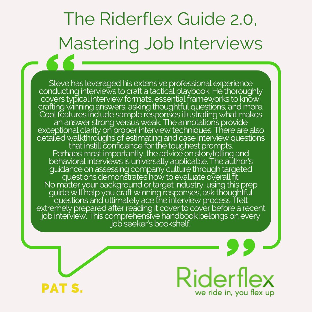 📣 The Riderflex Guide 2.0: Mastering Job Interviews! Job interviews can be daunting, but with Steve Urban’s expert insights drawn from years of conducting interviews, this guide is a game-changer! 📖✨
#RiderflexGuide #MasteringInterviews #JobSuccess #InterviewReady