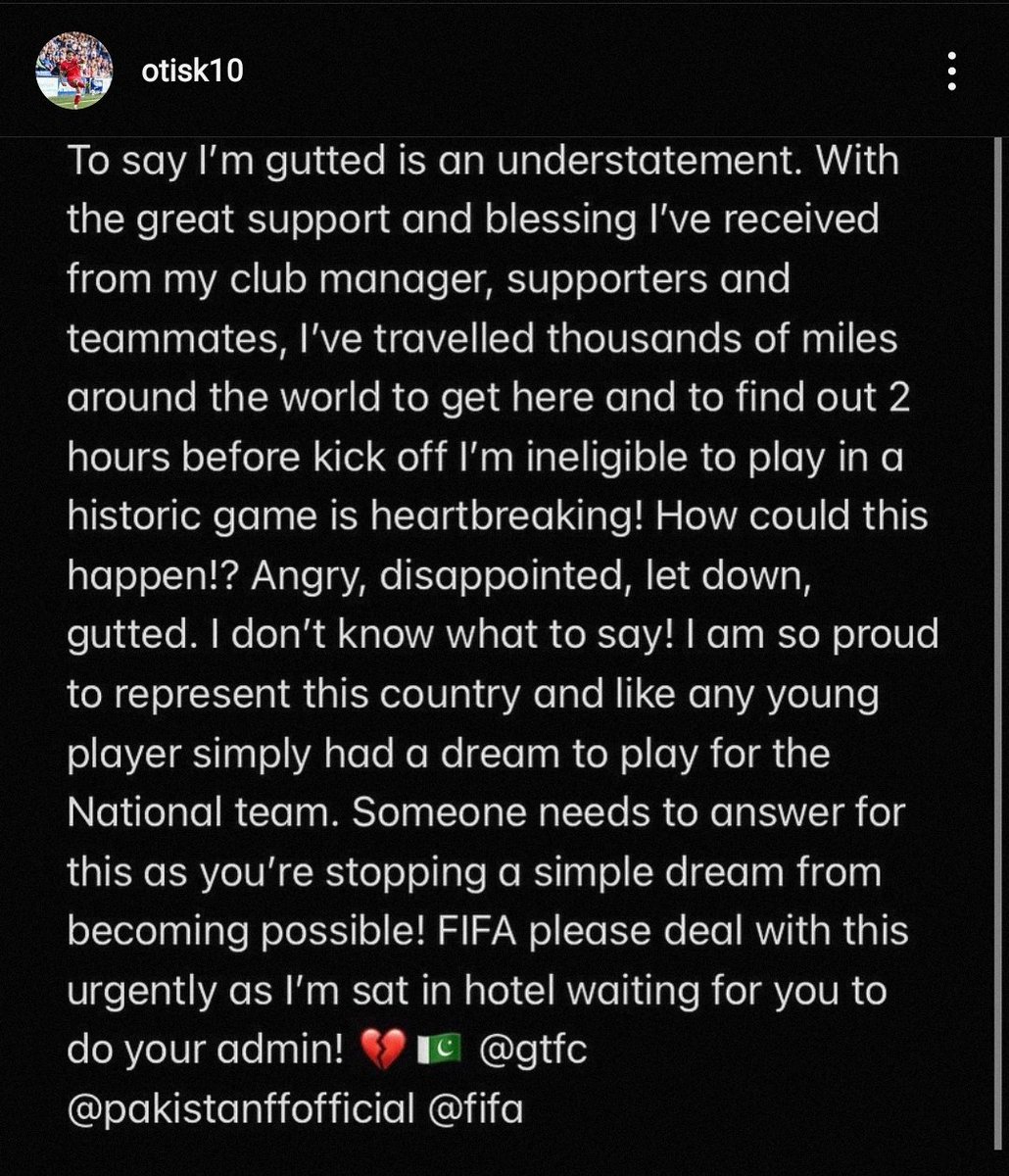 Pumpkinhead1O2's tweet photo. This is heartbreaking #Supportotis #supportfootball #PakistanFootball https://t.co/8ar0fWJsPC